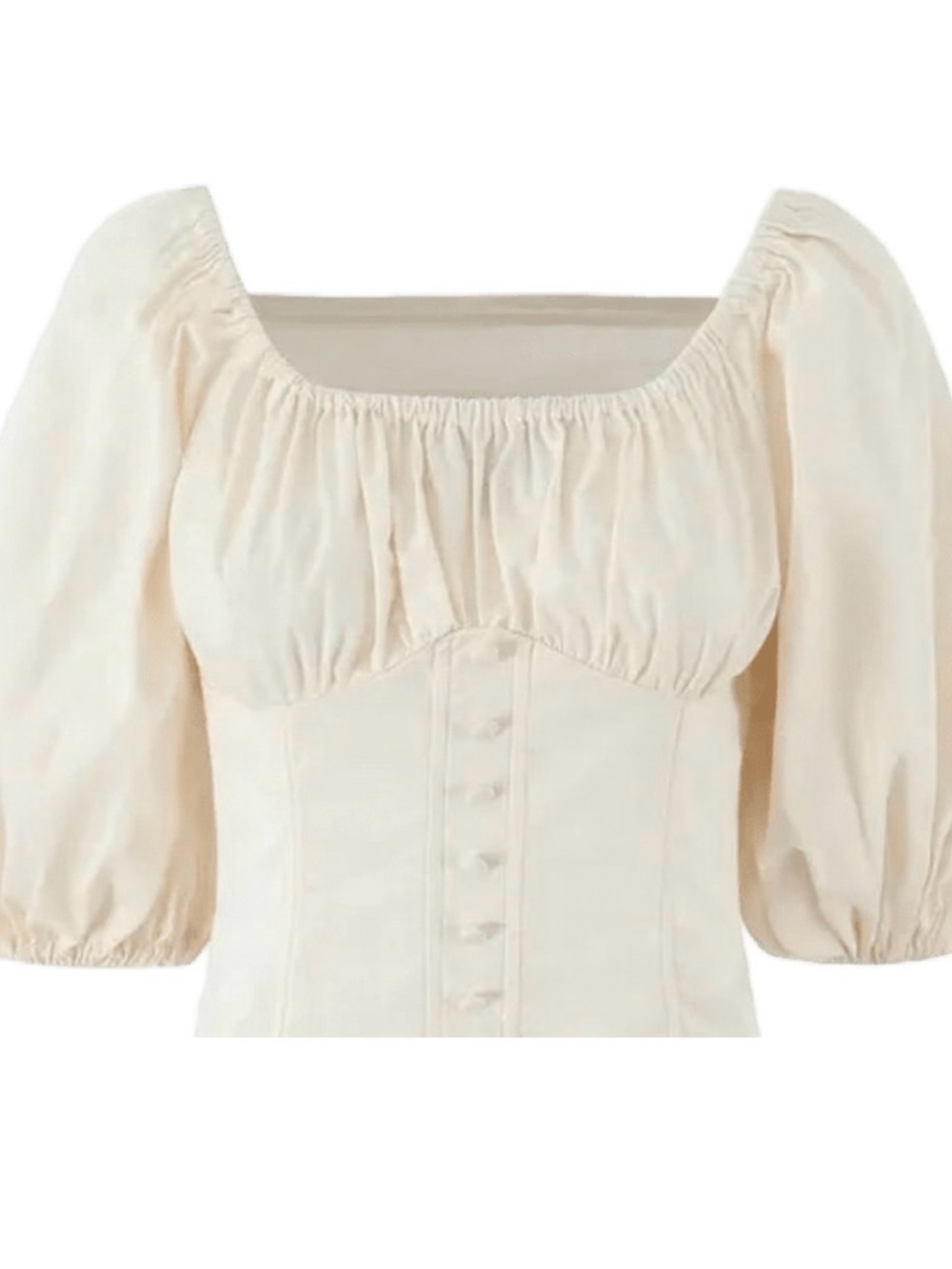 ASOS Cream Puff-Sleeve Square Neck Blouse